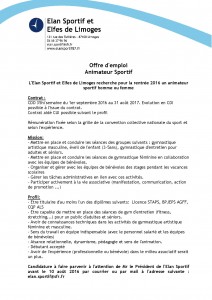 Offre d'emploi Animateur Sportif