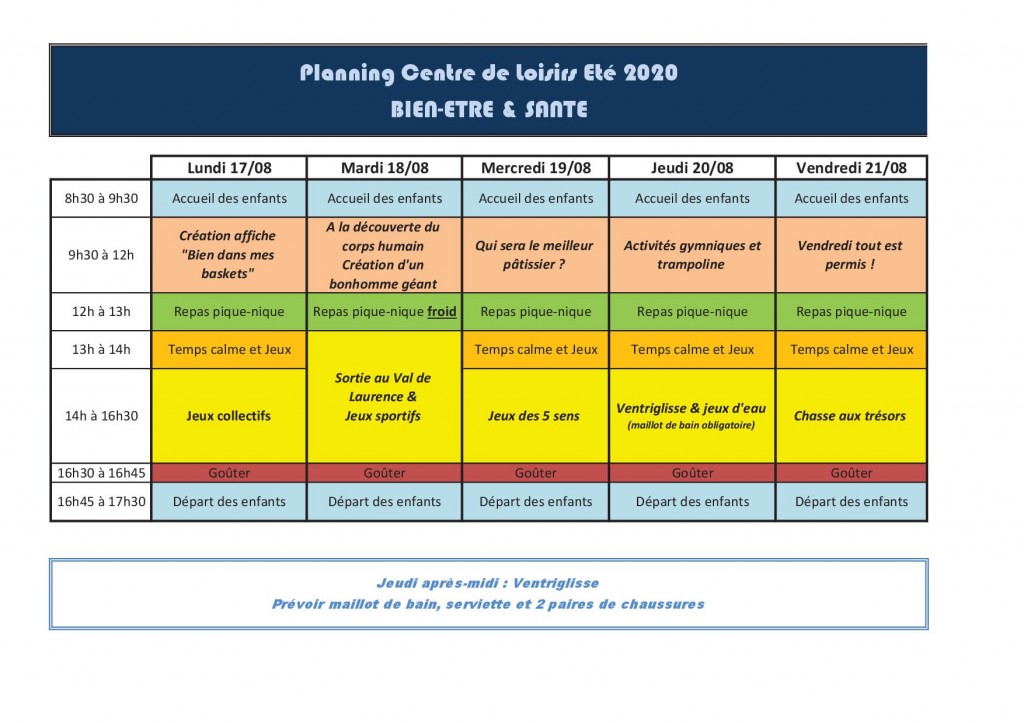 Semaine 3 - Du 17 au 21 aout 2020